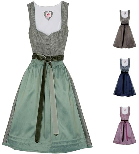 Spieth & Wensky Dirndl Deich Lange-Dirndl Kleid 2-teiliges Trachtenkleid, Farbe: Grün, Größe: 44/2XL