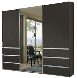 WIEMANN Schwebetürenschrank Kleiderschrank Schlafzimmerschrank 300cm breit, mit Schubladen, Havanna Dekor, mit Spiegel, Höhe 217cm, Malibu