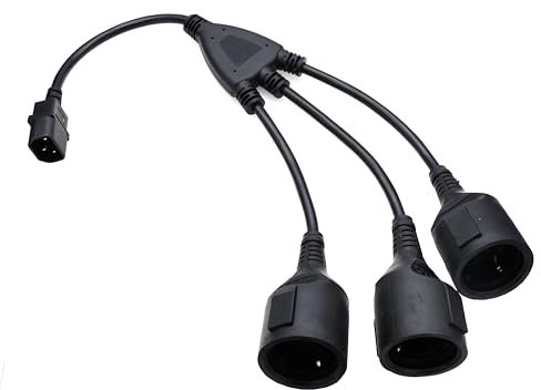 ZBLZGP Câble Adaptateur IEC 320 C14 mâle vers Prise européenne Schuko Femelle pour Cordon d'alimentation UPS PDU (C14 mâle-3*CEE 7/7 Femelle)