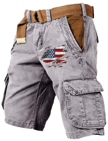 KONG JIMFAN Mens Cargo Shorts Multi Pocket Mens Cargo Shorts Outdoor Work Short for Men Casual Sports Shorts Comfortable Summer Shorts Stretch Work Trousers Joggers Loose Walking Pants