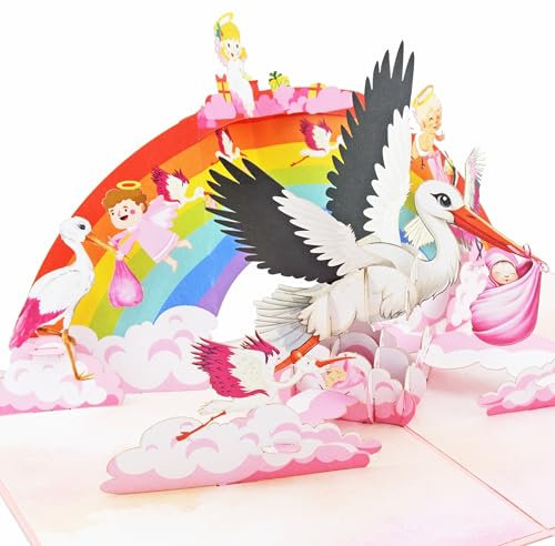 Favour Pop Up® - NEU - 3D Glückwunschkarte zur Geburt eines Mädchen. Beim Öffnen ist ein großartiger Überraschungseffekt garantiert. XP965