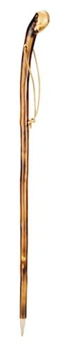 Wanderstock Hirtenstock mit Naturwurzel und Lederschlaufe 90 cm