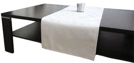 Tischläufer | Weihnachten | Lurex Sterne | Tischband | Tischdeko (Weiß/Silber, 40x140 cm)