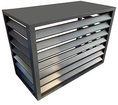 OWOHYG Air Conditioner Unit Protective Cover Outdoor, Heavy Duty Aluminum Ac Privacy Fence Screen, Flower Rack Shutters(Gray-110x80x60cm 4 Panels)