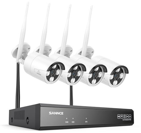 SANNCE 16CH Wireless CCTV Security Camera System for House Security, 4x 4K Outdoor Wifi Surveillance Cameras, Best Wireless Outdoor CCTV System with 8MP IPC access NVR Recorder 16 Channels, NO HDD