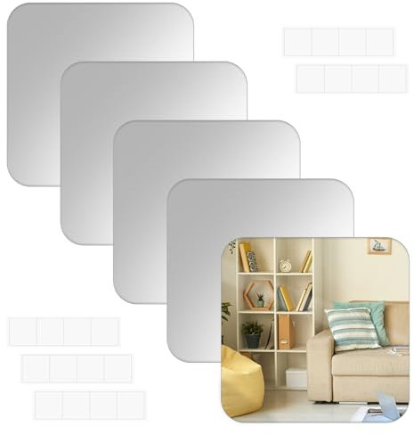 5PCS specchio da parete, 30 x 30 cm specchio adesivo, specchio adesivo da parete, specchio adesivo per armadio, specchi adesivi da parete, specchio da parete adesivo, carta specchio adesiva