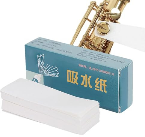 Flute Absorbent Paper Pack of 100, Anti Stick Cleaner Sheets, Portable Drying Pad for Woodwind Instruments, Saxophone, Clarinet, and Flute Maintenance (White)