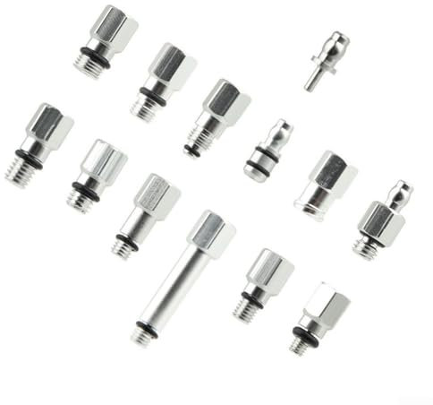 ComfyHarbor Kit profesional de purga de freno de bicicleta de 13 piezas, conectores y adaptadores de freno hidráulicos de aleación de aluminio (M5/M6/4mm/D6/D8) para sistemas de frenos Shimano/SRAM