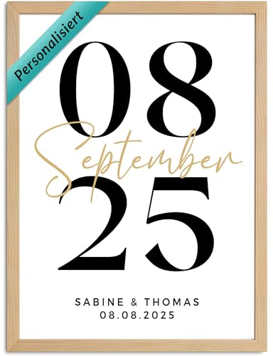 SpecialMe Poster Hochzeit personalisiert Datum Namen anpassbar Bildgeschenk Paar Couple Wandbild Weiss