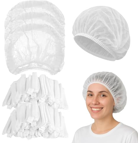 Weiße OP Haube, 100 Stück Haarnetz, Atmungsaktive Kopfhaube, Hygienezubehör für die Medizin, OP Kopfhauben 19 Zoll, Für Küche, Medizinische Zwecke und Zahnarztpraxis