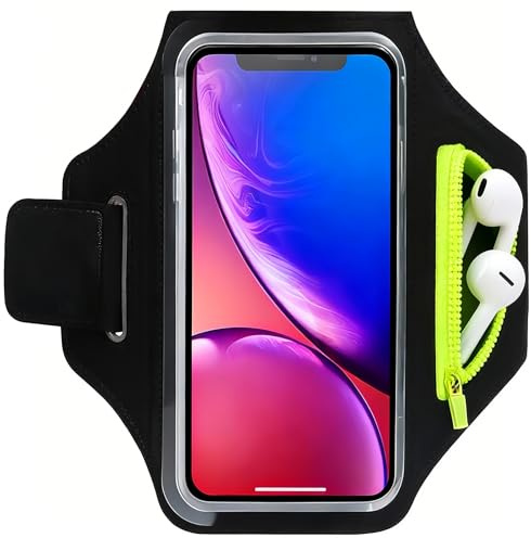 Running Armband Phone Holder with Zip Pocket Strap for iPhone 17 Pro Max | for 16 Pro/15 Pro Max/14/13 Pro/12/11 Plus Sports Phone Armband,Adjustable,Touchscreen Compatible Anti-Theft Pocket Up to 6.9