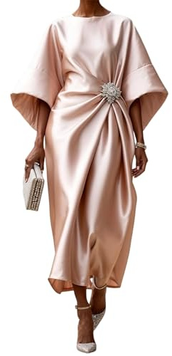 EFOFEI Femmes Fête Formelle Soirée Robe Taille Froncée Tenue Plissée Longue Élégante