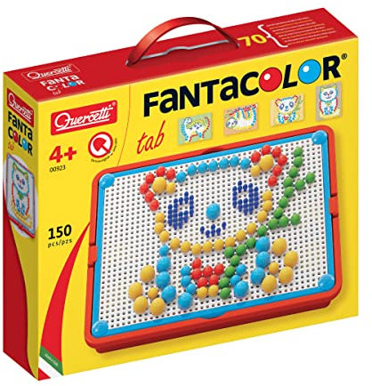 Quercetti Fantacolor Portable, Jeu de Mosaique Loisir Creatif Educatif, Activité Manuelle Enfant, Jouet Enfant, Idéal comme Jouet Fille 4 Ans, Motricité fine