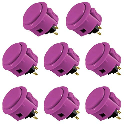 Sanwa 8 pcs OBSF-30 Original Push Button 30mm - for Arcade Jamma Video Game & Arcade Joystick Games Console (Purple) S@NWA