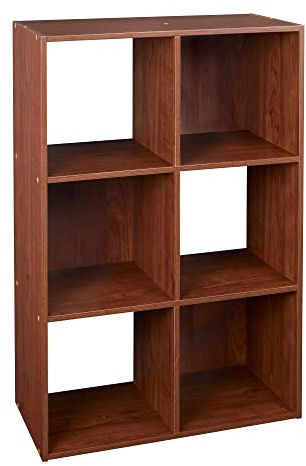ClosetMaid Cubeicals Aufbewahrungsregal mit 6 Würfeln, Bücherregal Stapelbar, vertikal oder horizontal, einfache Montage, Holz, Dunkles Kirsch-Finish, Holzwerkstoff, Rot (Dark Cherry), 6-Cube