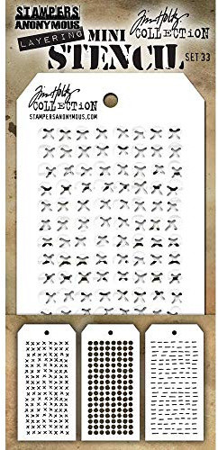 Stampers Anonymous Tim Holtz Mini Layered Stencil Set 3/Pkg-Set #33