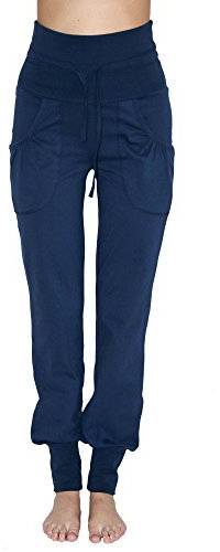 Leela Cotton Damen Yoga-Hose Bio-Baumwolle/Elasthan, Navy, Gr. L