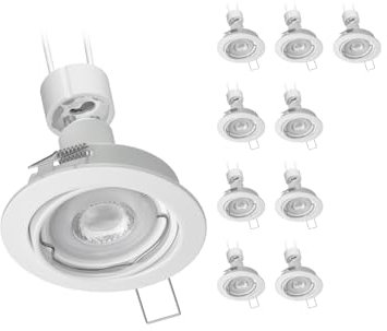 ledscom.de 10 pièces plafonnier encastrable FERE cadre d'encastrement blanc pivotant GU10 PAR16 LED 5,473W= 5,473W 468lm blanc chaud