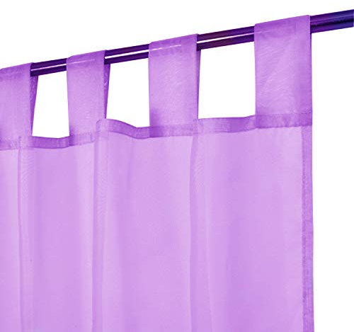 Megachest lucy Woven Voile Tab Top Curtain 2 Panels with ties (28 colors) (lavender, 56 wideX81 drop(W142cmXH206cm))