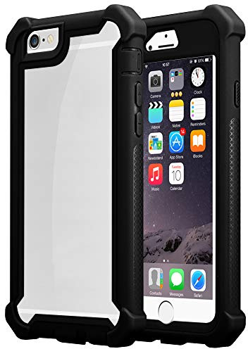 Cadorabo Hülle kompatibel mit Apple iPhone 6 / 6S Schutzhülle TPU Silikon Case Outdoor Hybrid Design Anti Rutsch Slim Kratzfest Weiche Gummi mit Rundumschutz Case Hülle für iPhone 6 / 6S in Schwarz