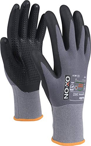 HandschuhMan. OX-ON Flexible Nopperl Arbeitshandschuhe Nitrilbeschichtet mit NOppen Gr. 6-11 (6/XS)