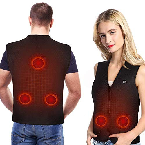 Heated Jacket Vest, USB Charging Heating Gilet with 5 Heated Pad, Lightweight Washable Heating Clothes Gilet With 3 Heat Temperature Control for Outdoor Activities, Hiking and Hunting (XL)