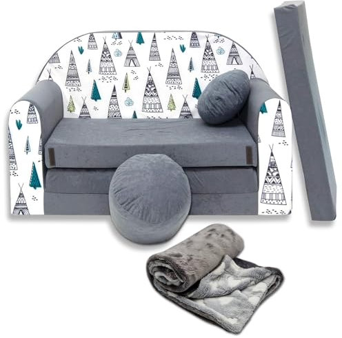 millybo Kindersofa Kinder Couch mit Schlaffunktion ausklappbar 3in1 Kinder Sofa Spielsofa mit Bettfunktion Mädchen Jungen Sitzsack Minisofa Schlafsofa Kinderzimmer Schlafsessel (AJ3)