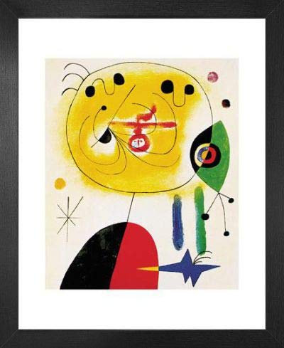 1art1 Joan Miró Poster Kunstdruck Bild und MDF-Rahmen - Et Fixe Les Cheveaux (50 x 40cm)