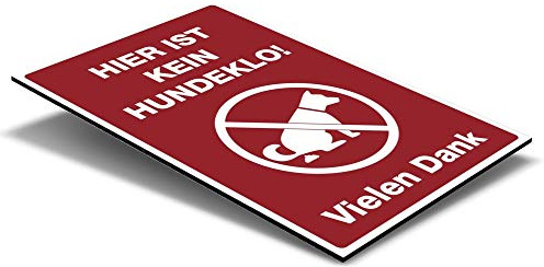 Das ist kein Hundeklo Schild – Alu-Verbund 200x300 mm, Signalrot | Rotes Alu-Verbundschild mit Piktogramm – höflicher Hinweis gegen Hundekot, 200 × 300 mm, wetterfest