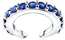 Laimons-Ohrringe Single Earcuff Klemme 15mm mit Zirkonia aus Sterling Silber 925 (Blau)