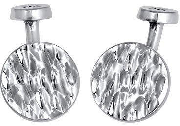 Kuzzoi Manschettenknöpfe für Herren im, rundem Coin Look, 925 Sterling Silber gehämmert oxidiert, Cufflinks für das Hemd, Stilvolles Männer Geschenk für Hochzeit und Geburtstag