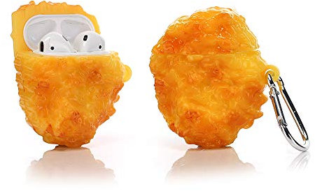 YIGEYI Silikon Hülle Kompatibel mit Airpods 1 & 2 Funny Cute 3D Cartoon Case Cover[Simulation Lebensmittelserie] (Fried Chicken Nuggets)
