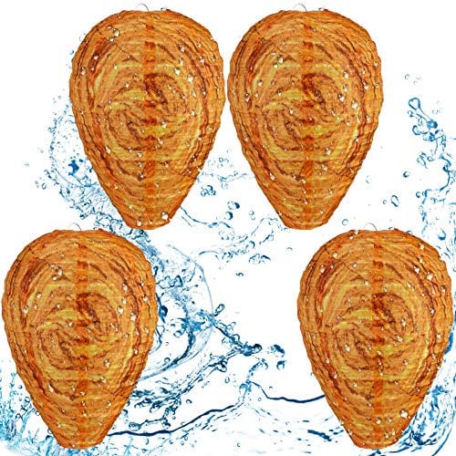 Honoson Señuelo de Nido de Avispas Nido de Avispas Artificial Colgante Señuelo de Material Impermeable Falso para Avispas Amarillas Hogar Jardín Patio Exterior (Naranja, 4 Piezas)