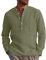 LVCBL Men's Linen Shirt Summer Long Sleeve Shirt with Pockets Casual Shirt Army Green L