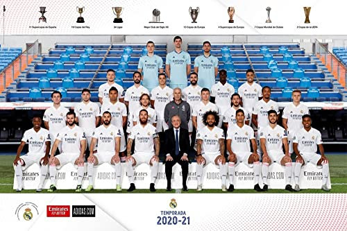 Real Madrid - Plantilla 2020/2021 - Poster Plakat - Größe 91,5x61 cm + 1 Packung Powerstrips® - Inhalt 20 Stück