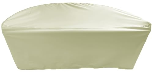 Kaufpirat Premium Abdeckplane Sonneninsel Halbrund Ø B 180 x T 87,5 x H 75 cm Gartenmöbel Gartentisch Hülle Abdeckung Haube Schutzhülle Abdeckhaube 900 D, 500 g/m², 6.000 mm Wasserbeständigkeit Beige