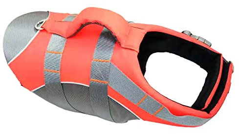 Hundeschwimmweste, verstellbare Schwimmweste mit Rettungsgriff, Wasserweste für Hunde, Ripstop-Sicherheit, Lebensretter für kleine, mittelgroße und große Hunde, Orange, XL