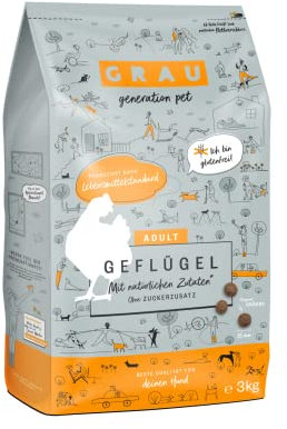 GRAU – das Original – Trockenfutter für Hunde - Geflügel, 1er Pack (1 x 3 kg), getreidefrei, für sensible, erwachsene Hunde