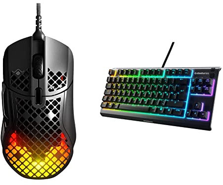 SteelSeries Aerox 5 Gaming-Maus – Ultraleichte 66 g – 9 programmierbare Tasten – Wasserbeständig nach IP54 – PC/MAC & Apex 3 TKL - RGB Gaming-Tastatur - Deutsches Layout