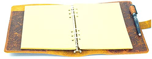 JJNUSA Nachfüllbares A5-Leder-Tagebuch, Schreib-Notizbuch, A5-Leder-Reisetagebuch mit Taschen, Vintage-Ringbuch-Organizer, Planer-Portfolio, beste Reisegeschenke