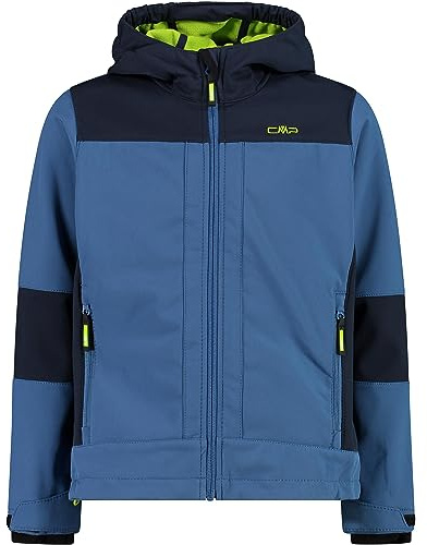 CMP Giacca in Softshell da bambini con cappuccio fisso, Veste Softshell enfant à capuche fixe Enfants unisexes, Dusty Blue-B.Blue,