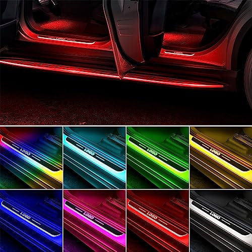 Lot de 2 seuils de portière de voiture, personnalisables, sans fil, à capteur automatique, lumières décoratives à 8 couleurs, entrée latérale, pour portes avant