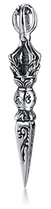 YAHOYA Männer Edelstahl Anhänger Halskette Tibetischer Buddhismus Vajrayana Buddhist Vajra Dorje Dolch Amulett Schutz