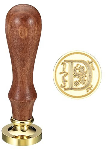 PATIKIL Alphabet D Wachs Siegel Stempel Initiale Buchstabe Siegel Wachs Stempel Klassisch Retro Abnehmbarer Messingkopf Hölzerne Handgriff für Umschlag Einladungskarten Stil 3