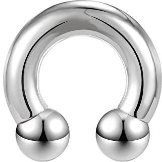 ZS Chirurgenstahl Hufeisen Circular Barbell Ringe, 00G 0G 2G 4G 6G 8G 12G 16G Dick PA Rings, CBR Nasenring Septum Ohr Piercing Körperschmuck (Silber,0G,19mm)