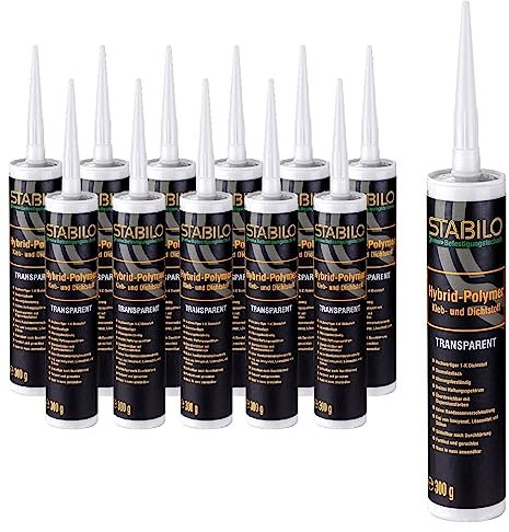 12x Stabilo Hybrid-Polymer 300g - transparent | Universalkleber | Alleskleber | Montagekleber | Klebstoff | Dichtstoff | Kleber | 12 Stück
