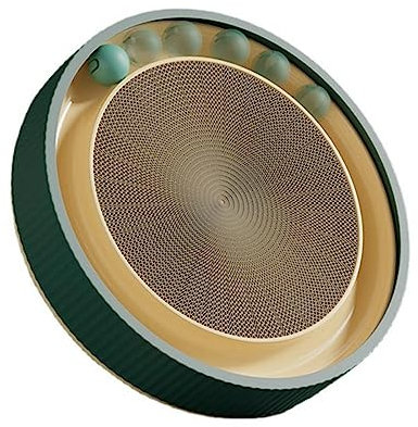 LANMOU Poste Rascador para Gatos, Redondo Rascador Carton para Gatos Caja para Rascar Gatos Rascador Gatos Cartón Corrugado Alfombra Rascador Redondo Pelota con Cascabel y Sonido Catnip (45*45*7cm)