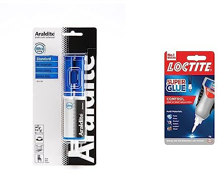 Araldite Standard 2-Part Epoxy Syringe Ultra Strong, Multipurpose & Solvent-Free Adhesive Works as Ceramic & Loctite Super Glue Control All Purpose Liquid Adhesive, 4g