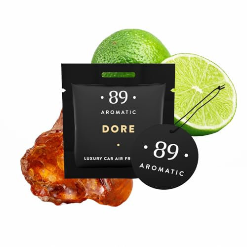 Aromatic • 89 • Luxus-Papier-Lufterfrischer 5er-Pack - Karamell & Orange Duft, Hängende Duftkarten, Duftbaum für Auto und Haus, Geruchsentferner, bis zu 20 Tage frischer Premium-Duft