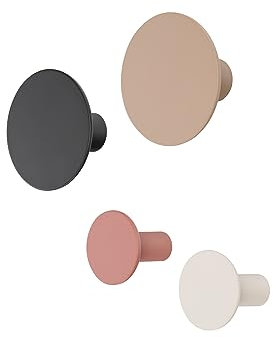 Blomus 4er Set Wandhaken -PONTO- Garderobenhaken rund in 4 Farben (Cedar Wood)